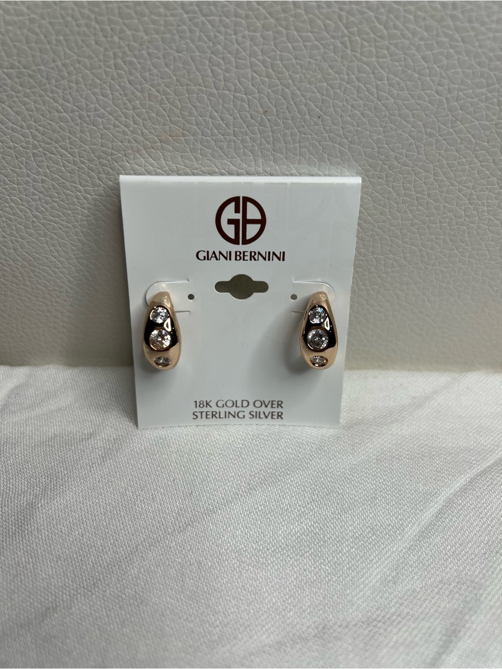Giani Bernini Gold Teardrop Earrings with Clear Crystals